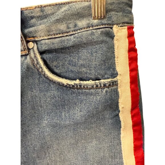 Zara Trafaluc Distressed Side Stripe Denim Mini Skirt Size M, Pre-Owned Good Con - Picture 4 of 8
